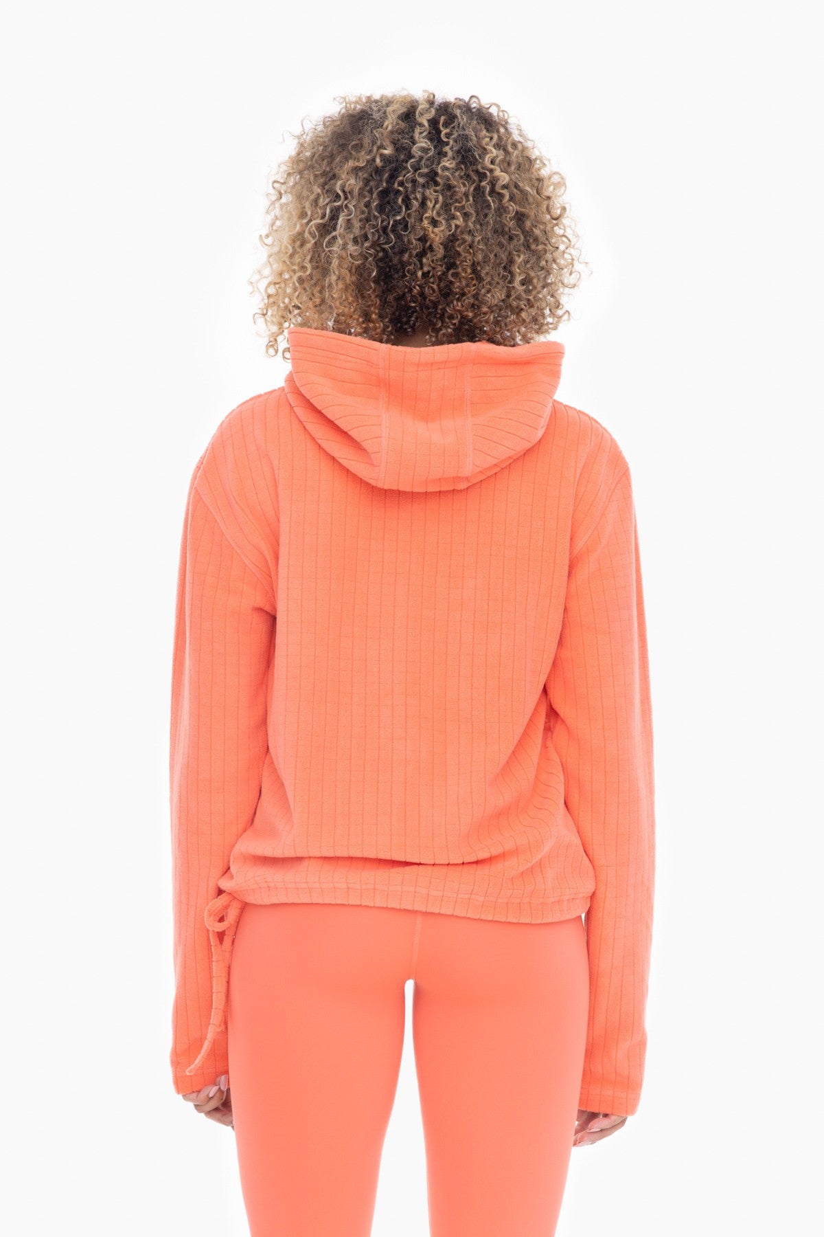 Brushed Burnout Fleece Hoodie in Coral