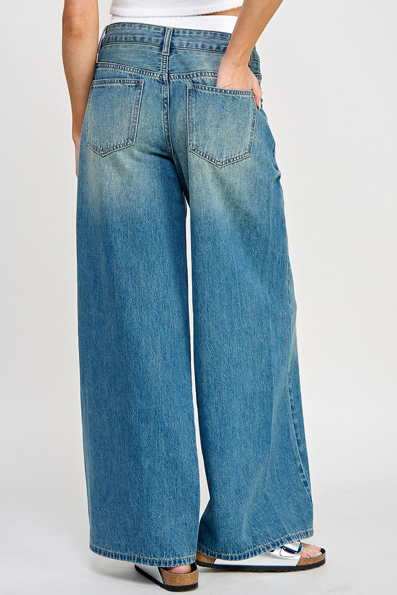 Low Rise Super Wide Leg Jeans