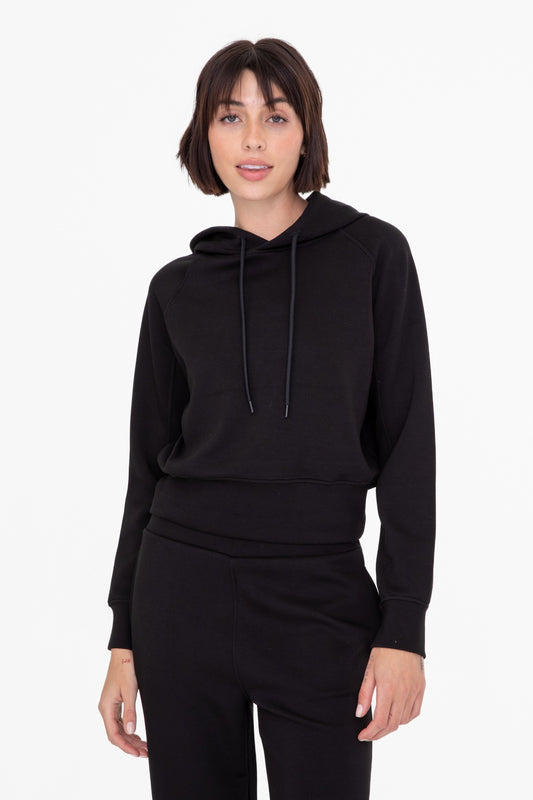 Elevated Cropped Hoodie in Black