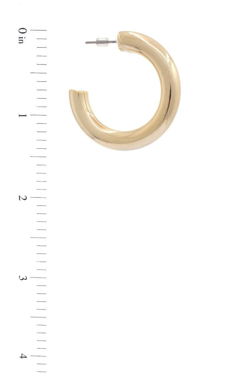 Tube Open Hook Earrings in Gold