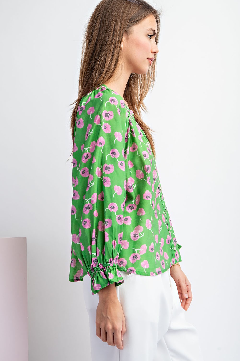 Floral Printed Button Up Blouse