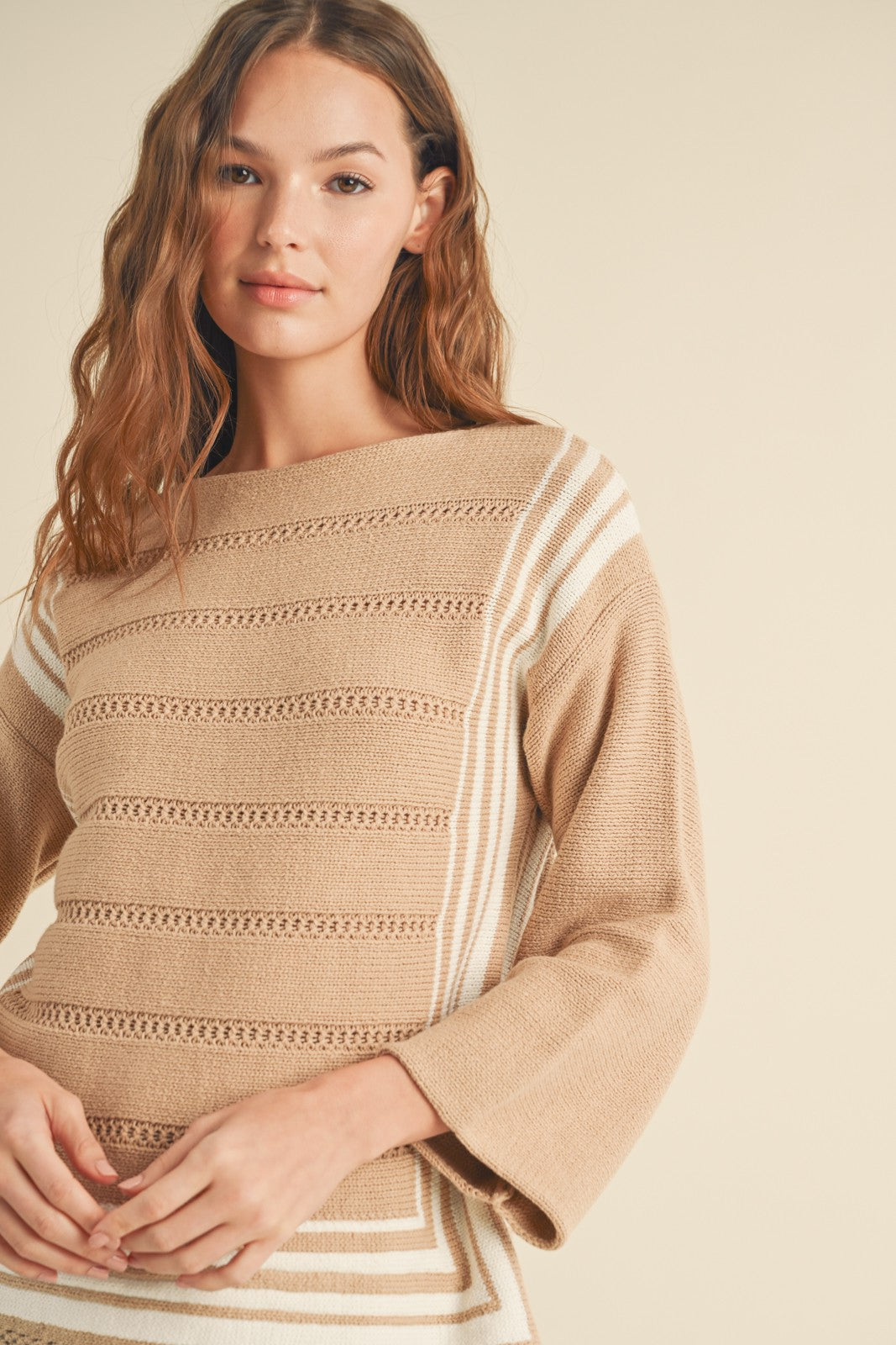 Boat Neck Sweater in Taupe