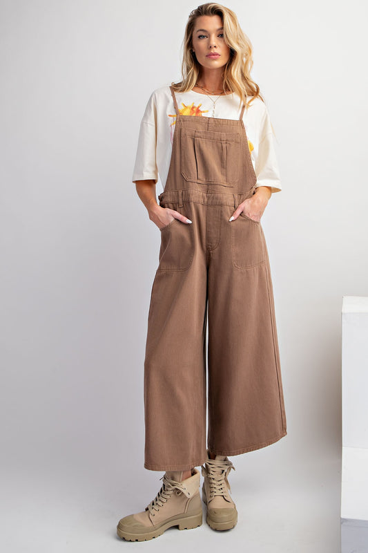 Washed Twill Jumpsuit in Mocha