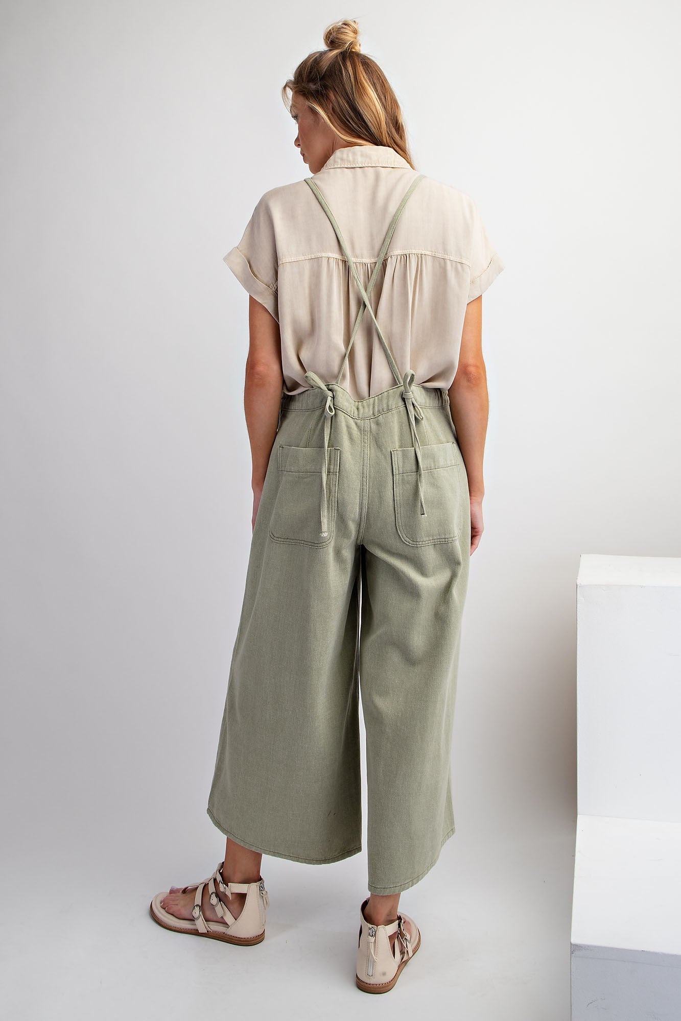 Washed Twill Jumpsuit in Sage