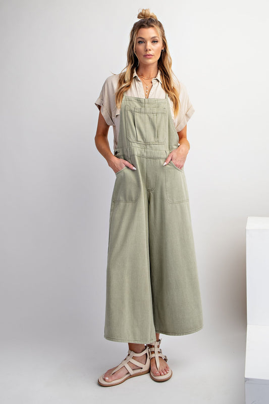 Washed Twill Jumpsuit in Sage