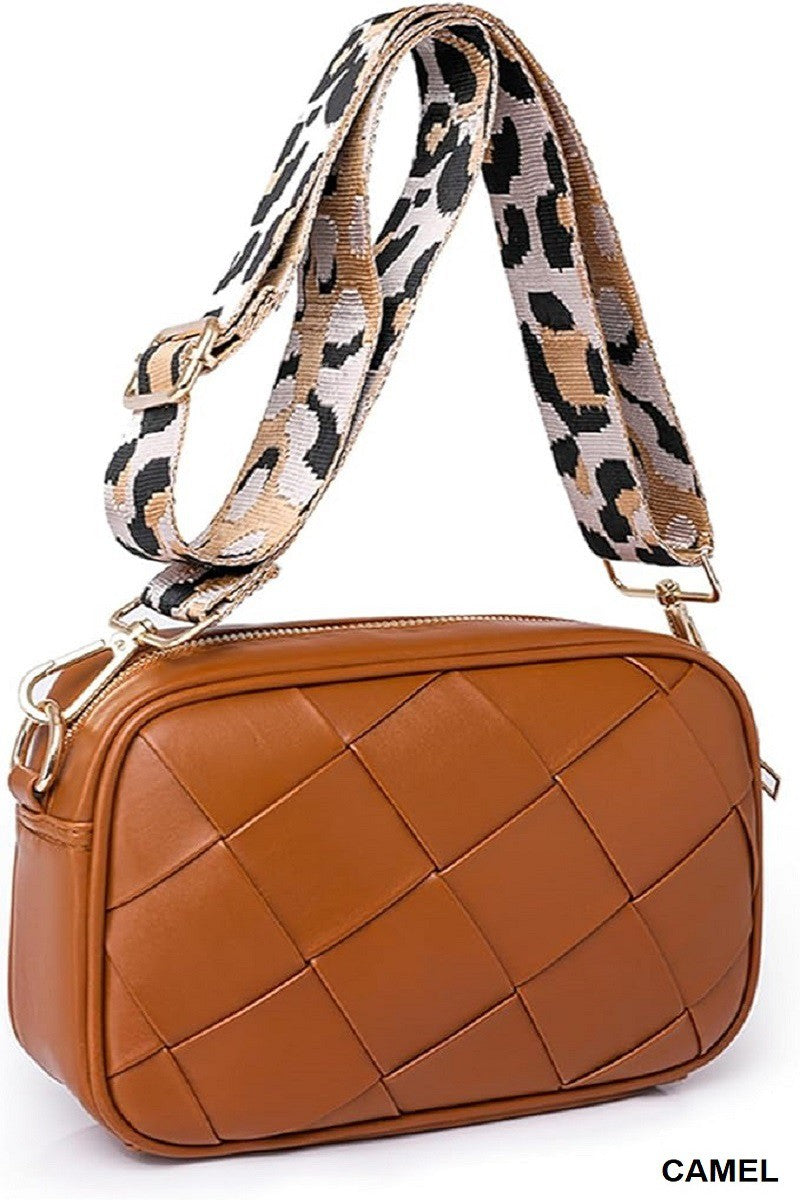 Crossbody Shoulder Bag with Leopard Strap