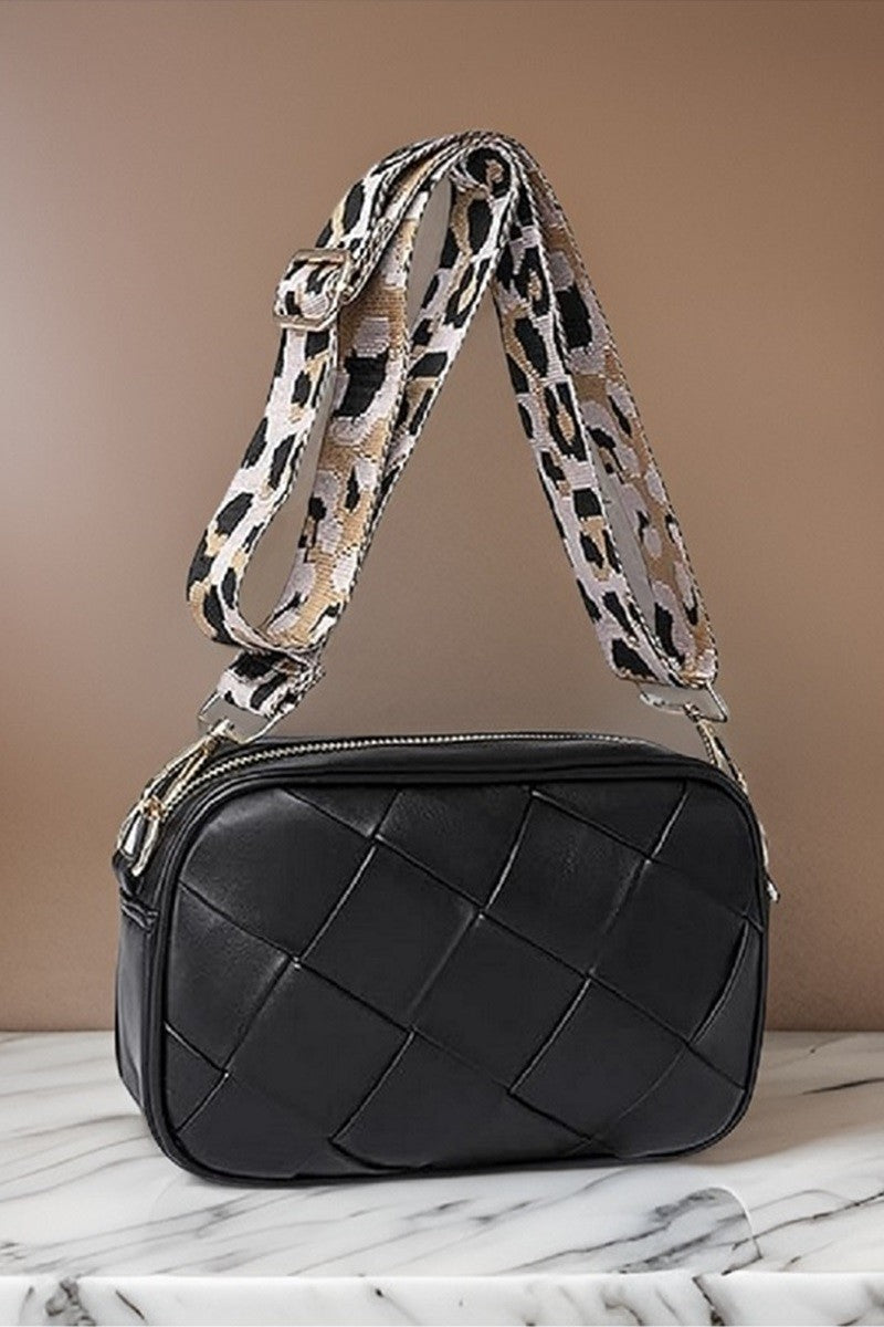 Crossbody Shoulder Bag with Leopard Strap