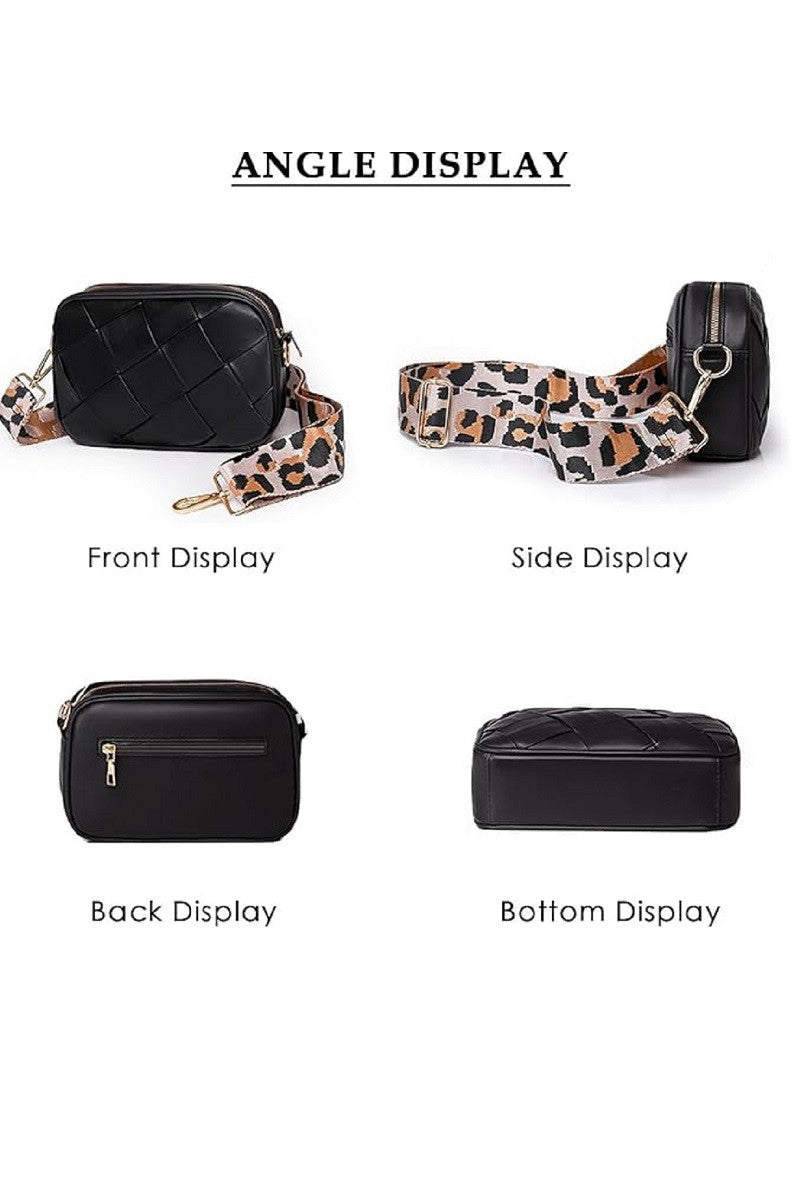 Crossbody Shoulder Bag with Leopard Strap