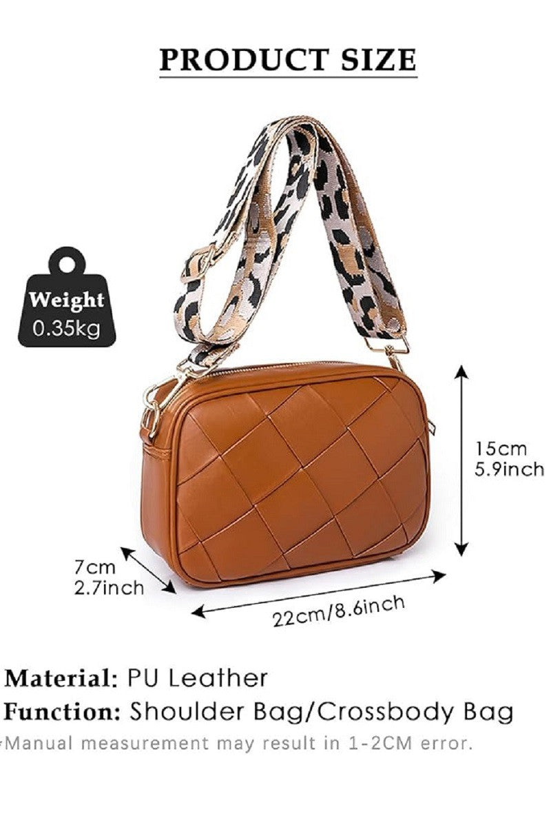 Crossbody Shoulder Bag with Leopard Strap