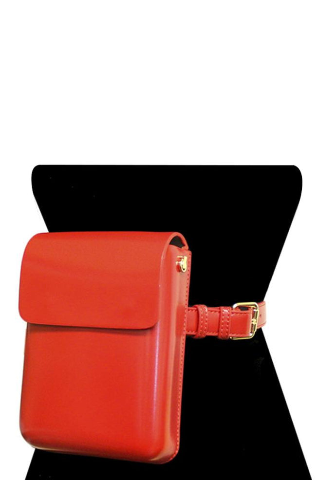 Fashion Leather Mini Belt Bag in Red