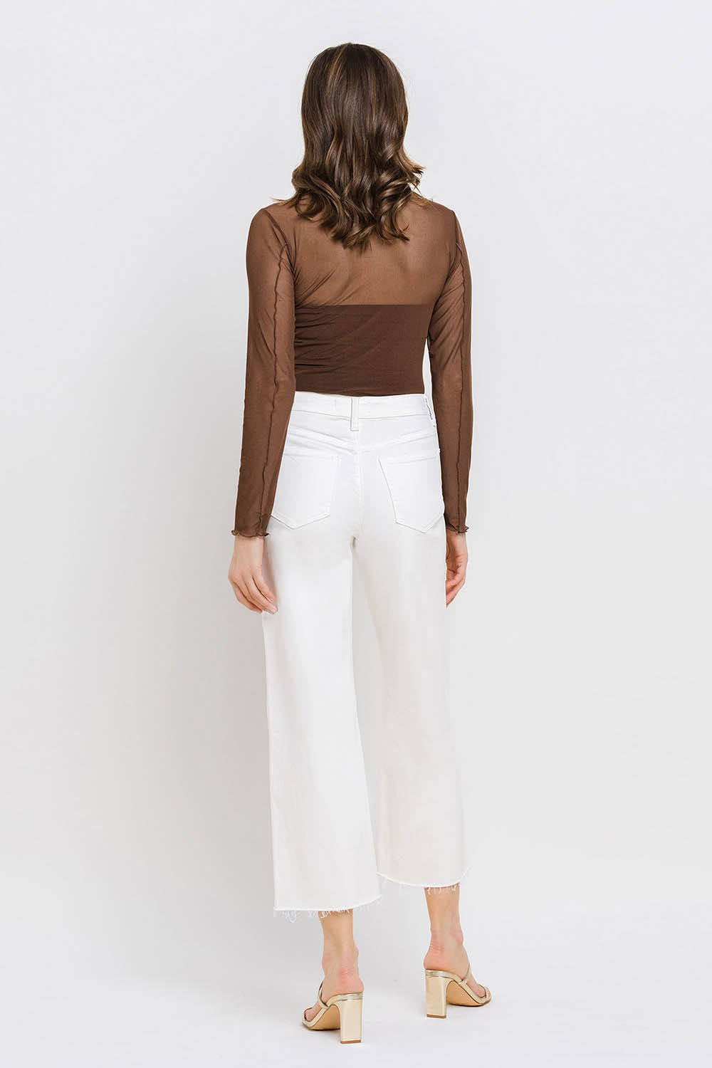 Optic White Cropped Wide Leg Jeans