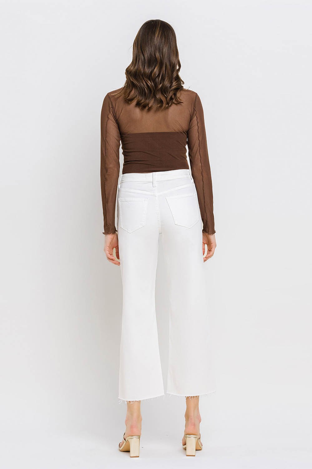 Optic White Cropped Wide Leg Jeans