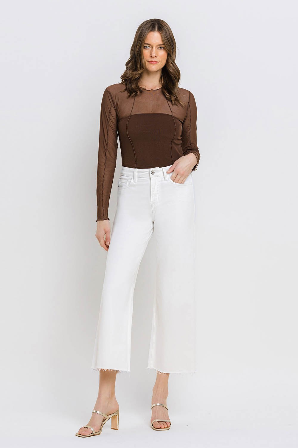 Optic White Cropped Wide Leg Jeans