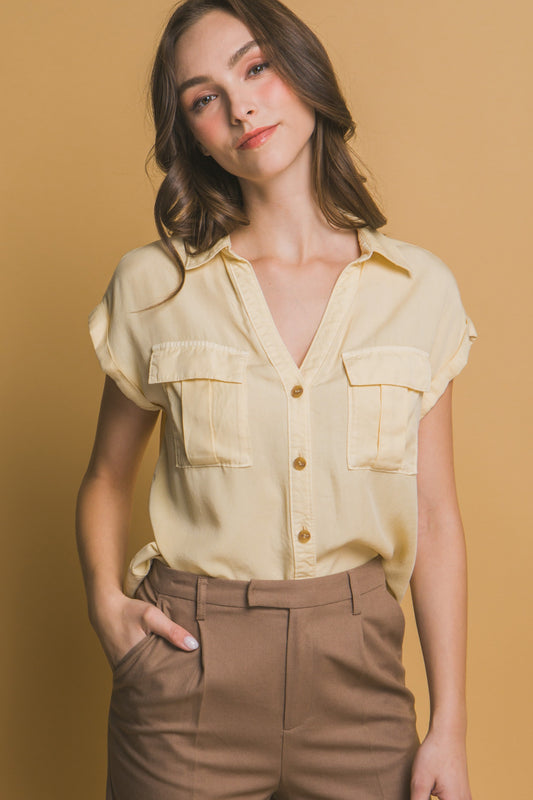 The Gracelyn Tencel Top in Buttermilk