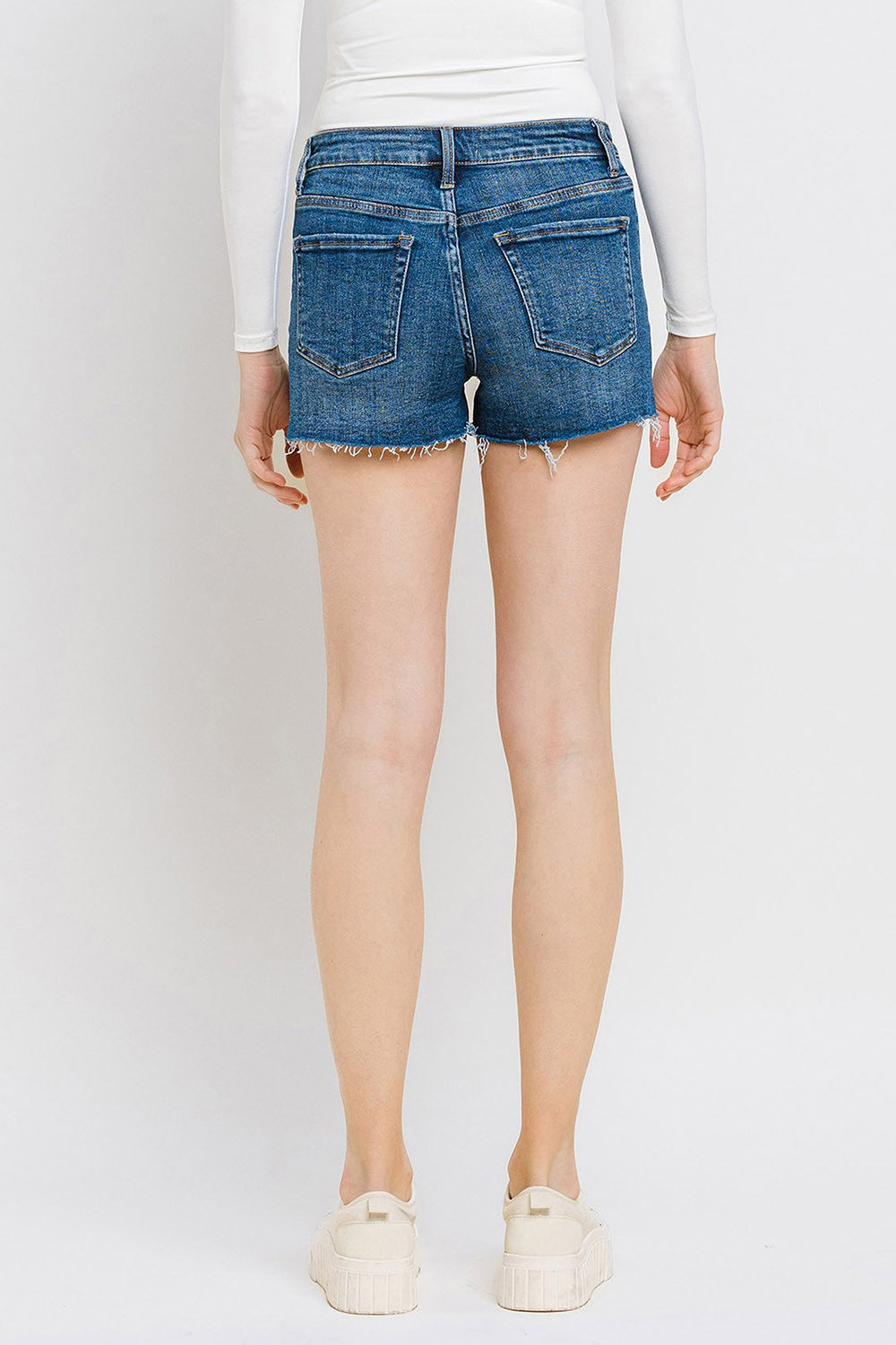 High Rise Patched Pocket Detail Button Up Shorts