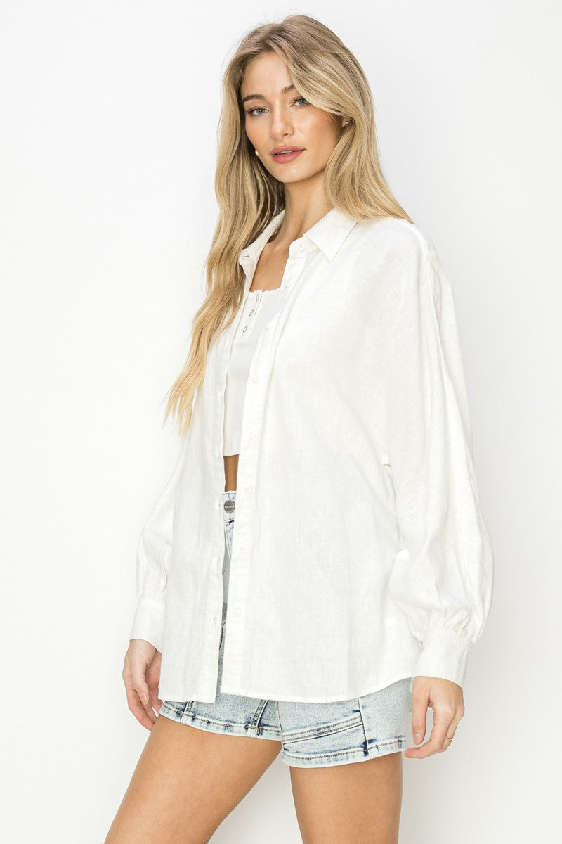 Claire Balloon Sleeve Linen Top