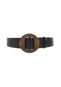 Rounded Square Buckle Weave Belt
