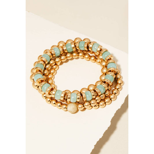 Stone & Metallic Bracelet Set