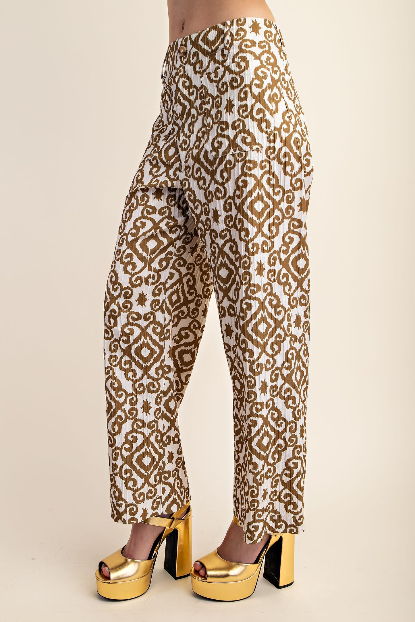 Geometric Pants in Beige