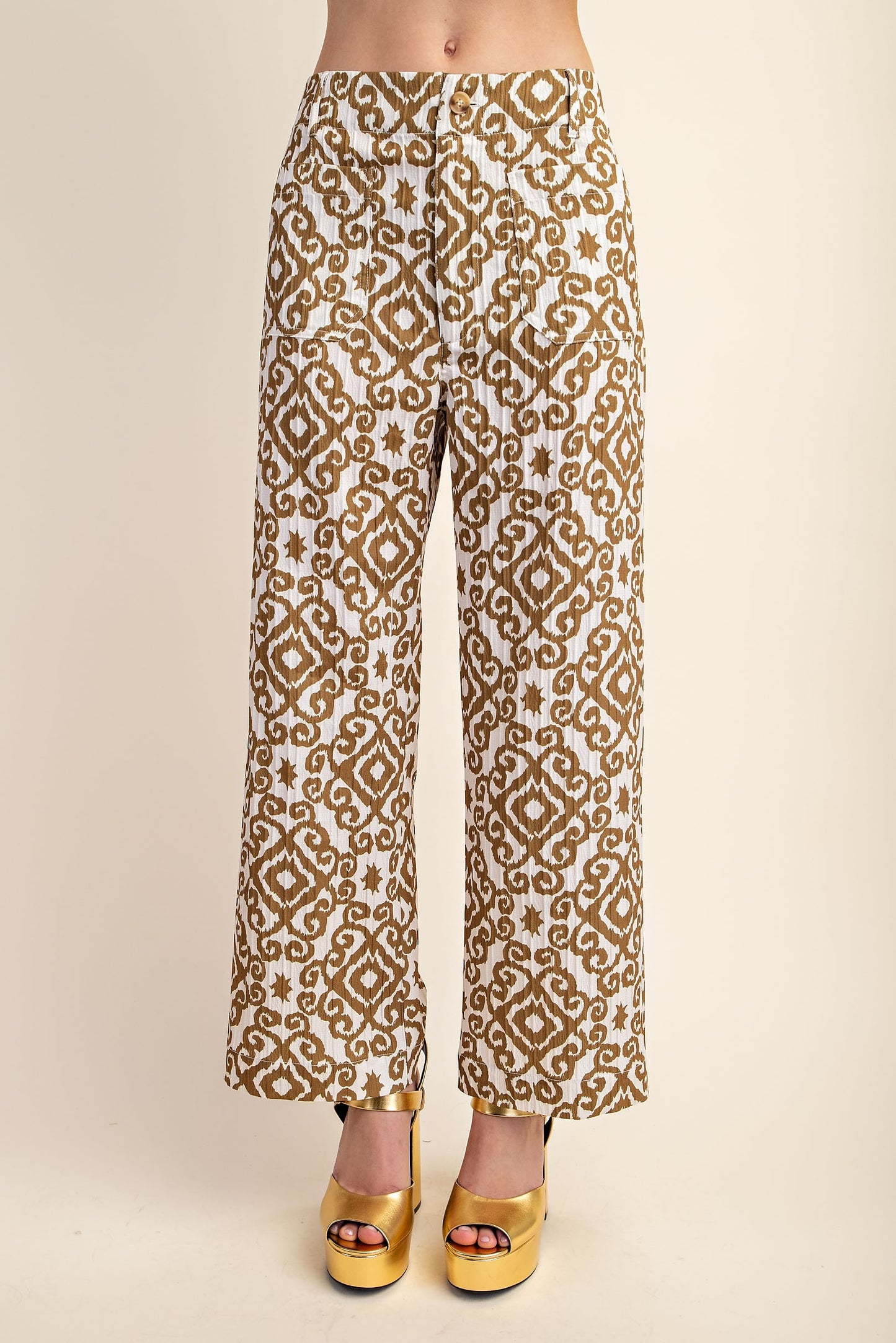 Geometric Pants in Beige