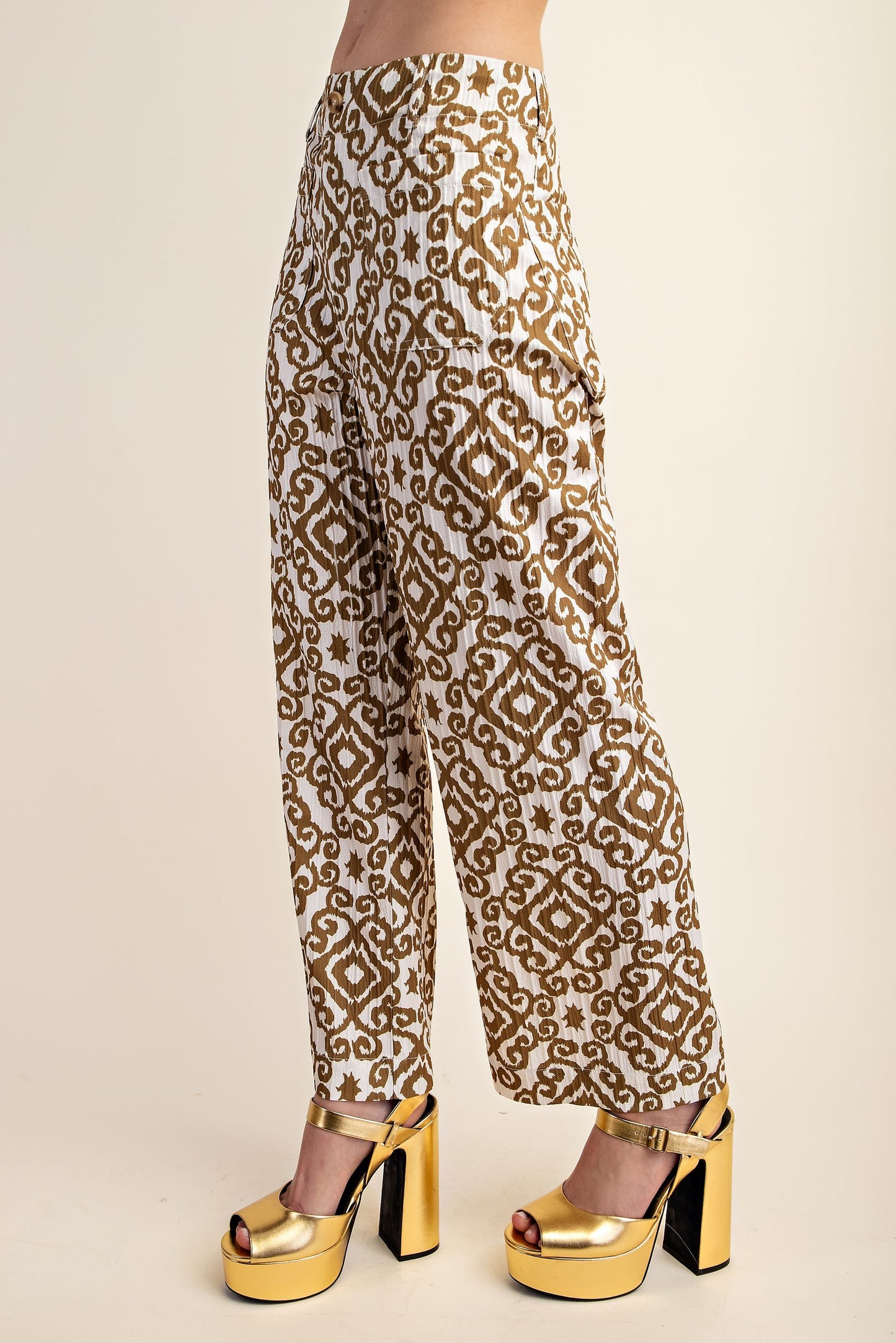 Geometric Pants in Beige