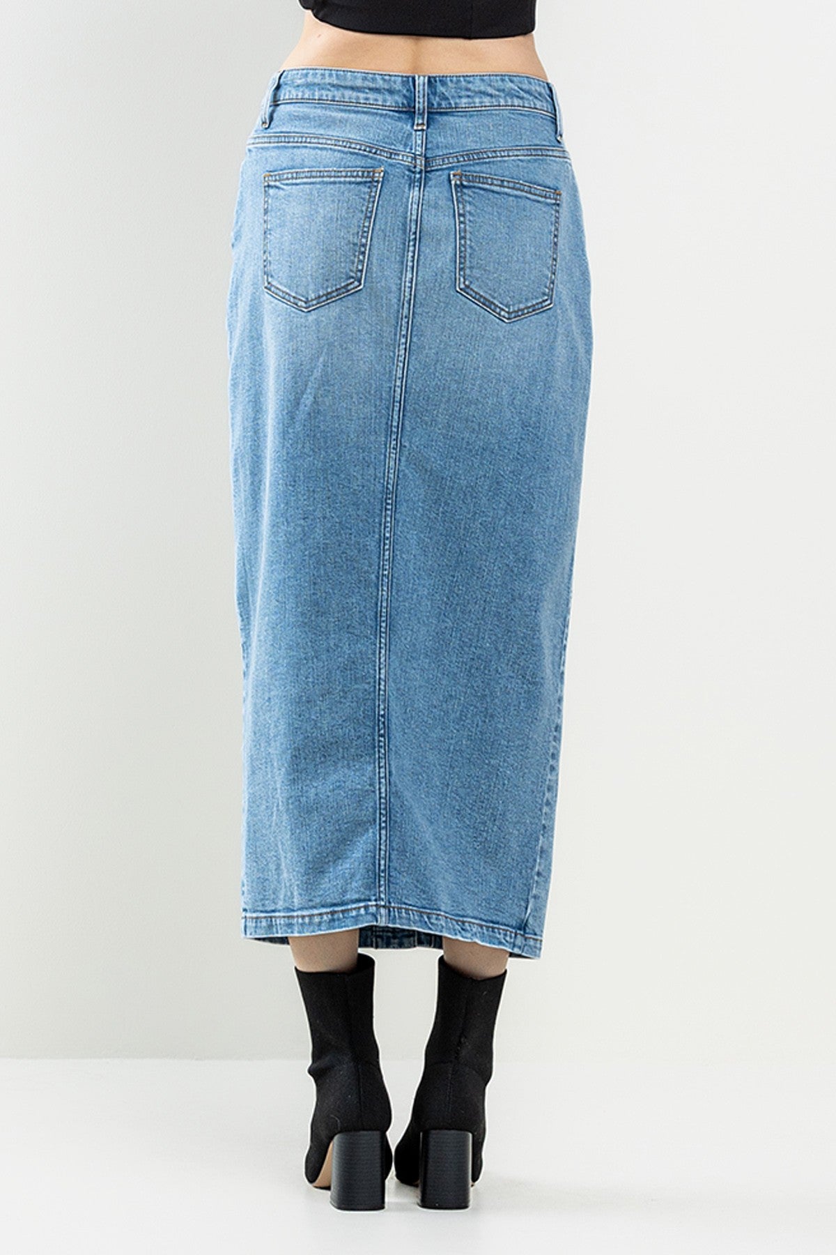 Comfort Stretch Denim Maxi Skirt