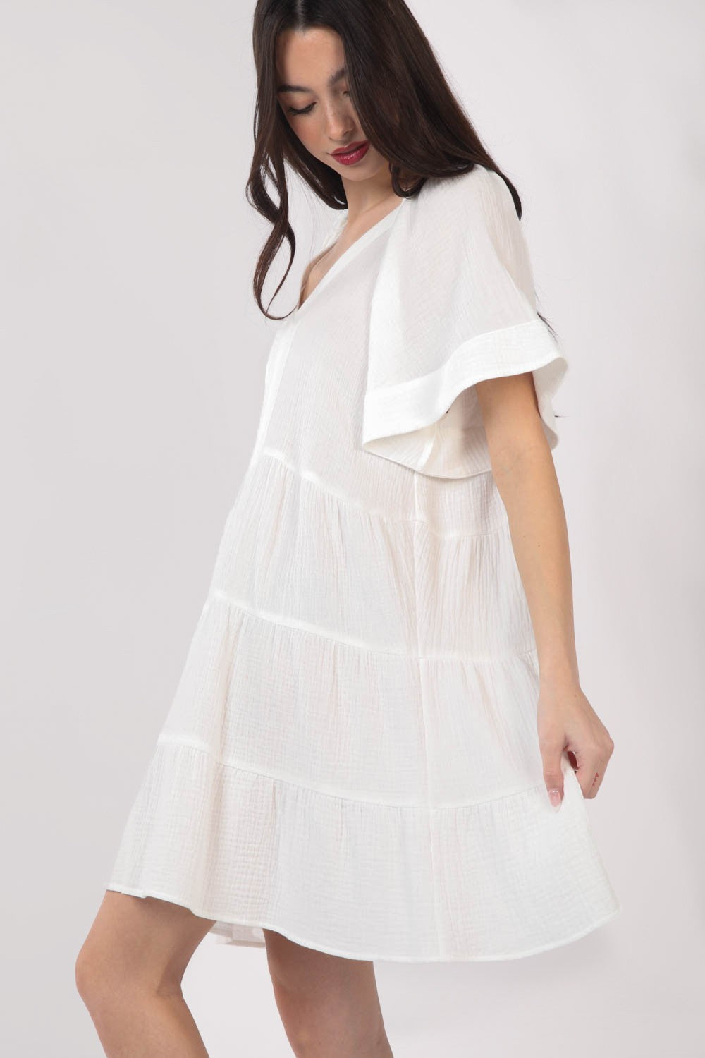 Babydoll Tiered Cotton Gauze Dress