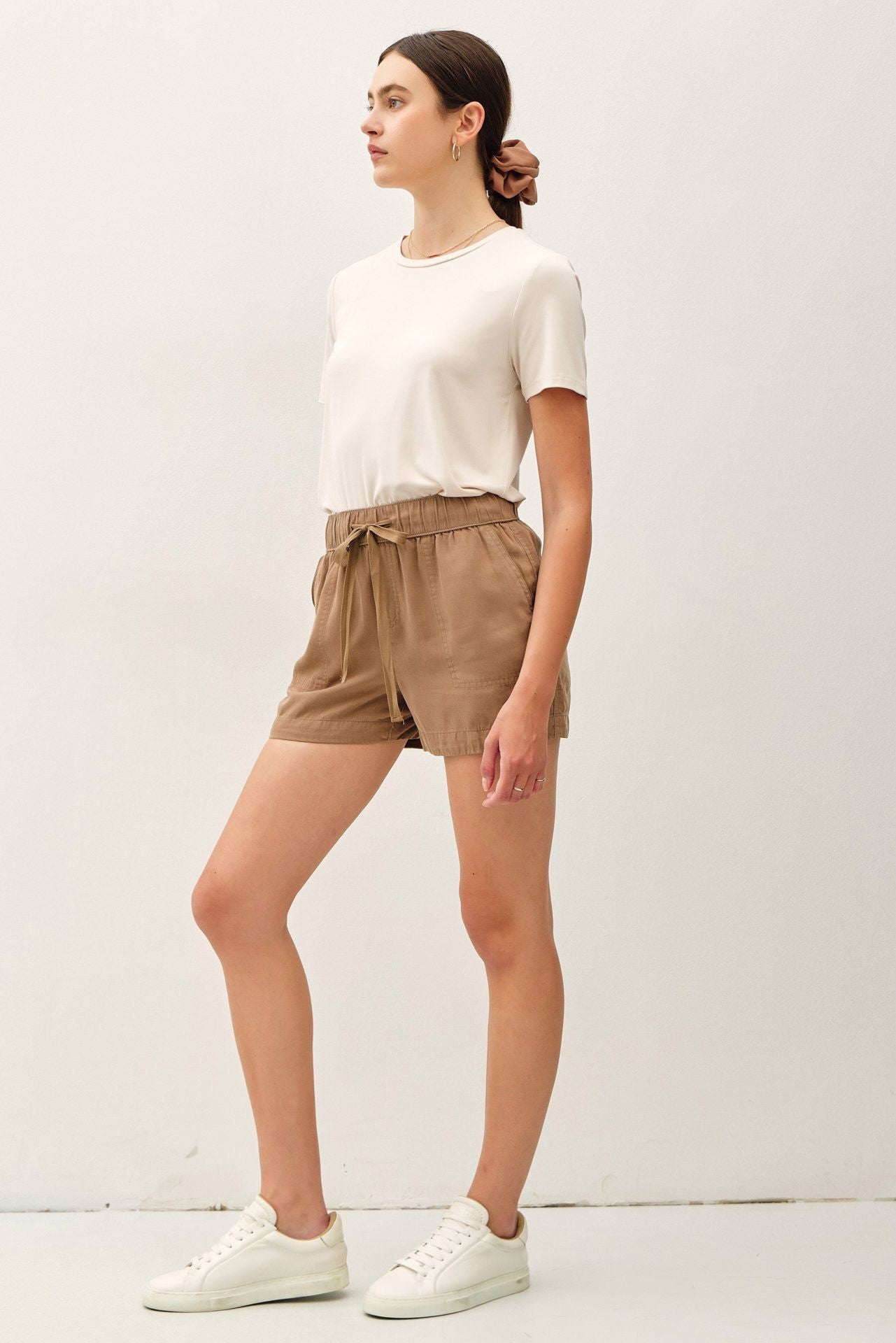 Tencel High Waist Drawstring Shorts