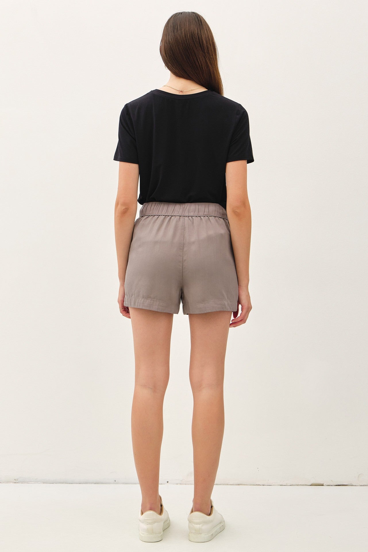 Tencel High Waist Drawstring Shorts