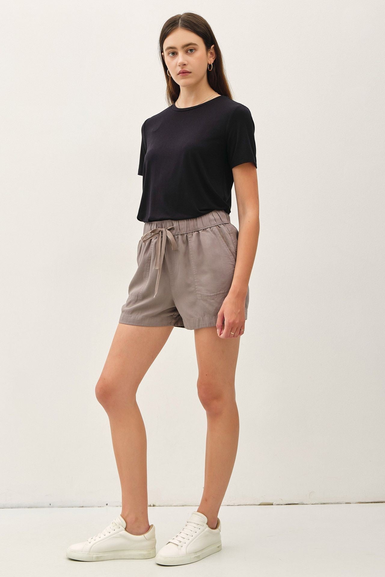 Tencel High Waist Drawstring Shorts