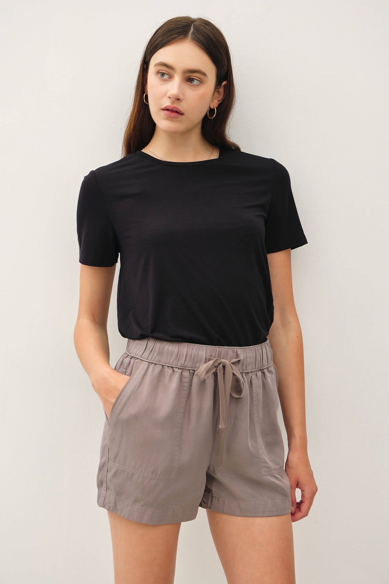 Tencel High Waist Drawstring Shorts