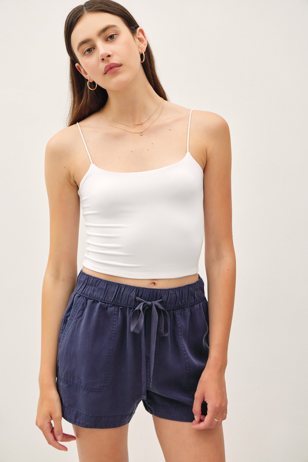 Tencel High Waist Drawstring Shorts