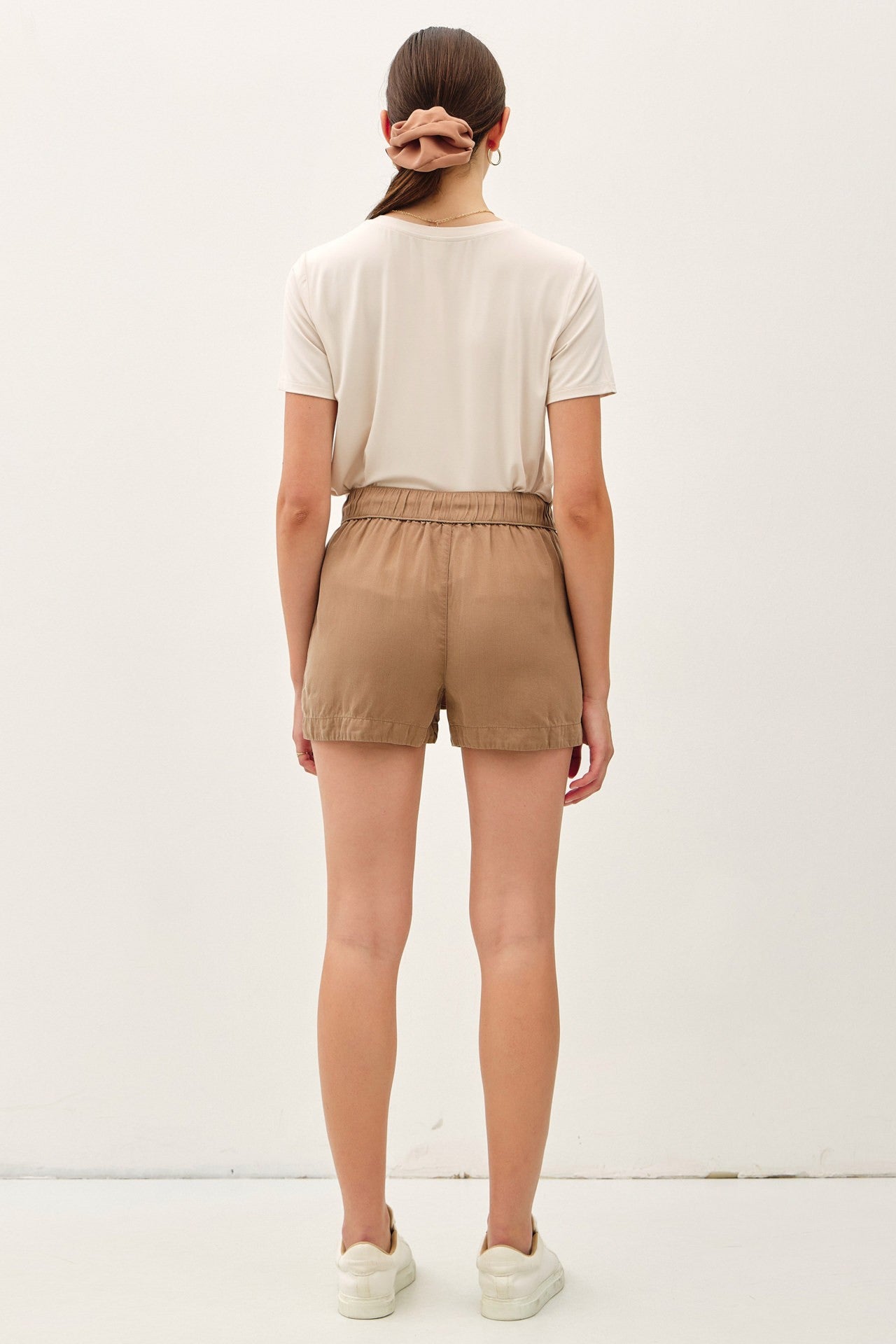 Tencel High Waist Drawstring Shorts