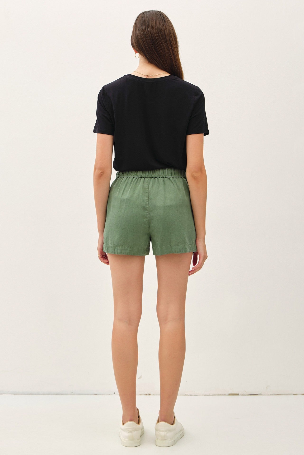 Tencel High Waist Drawstring Shorts