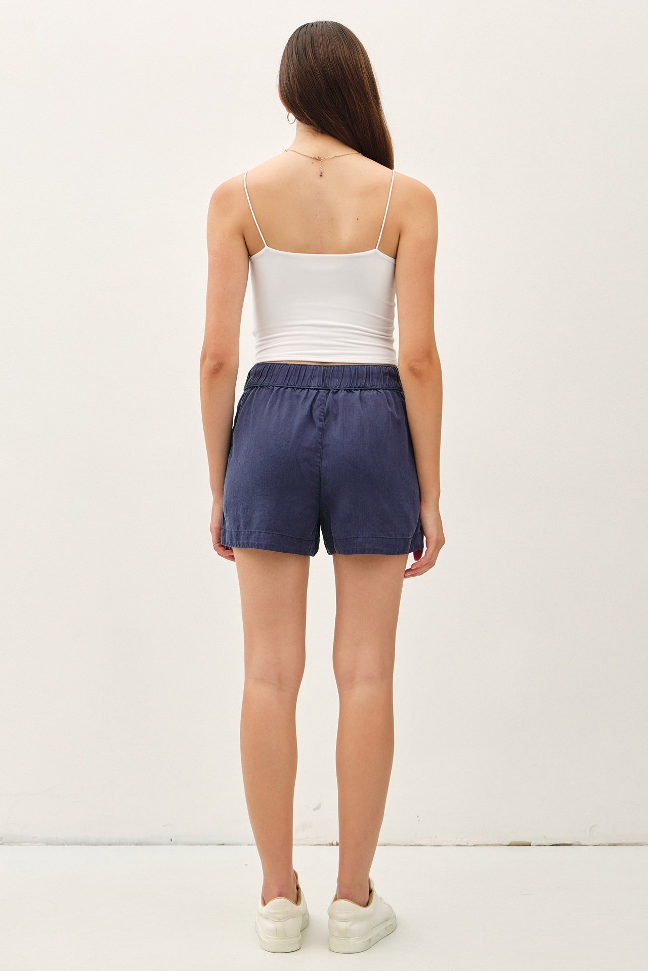 Tencel High Waist Drawstring Shorts