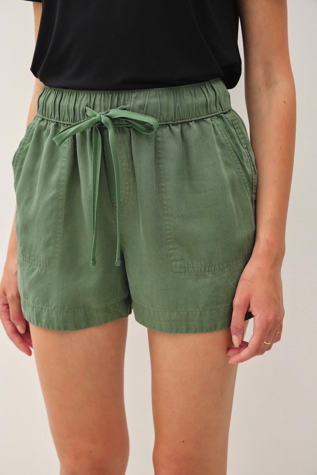 Tencel High Waist Drawstring Shorts