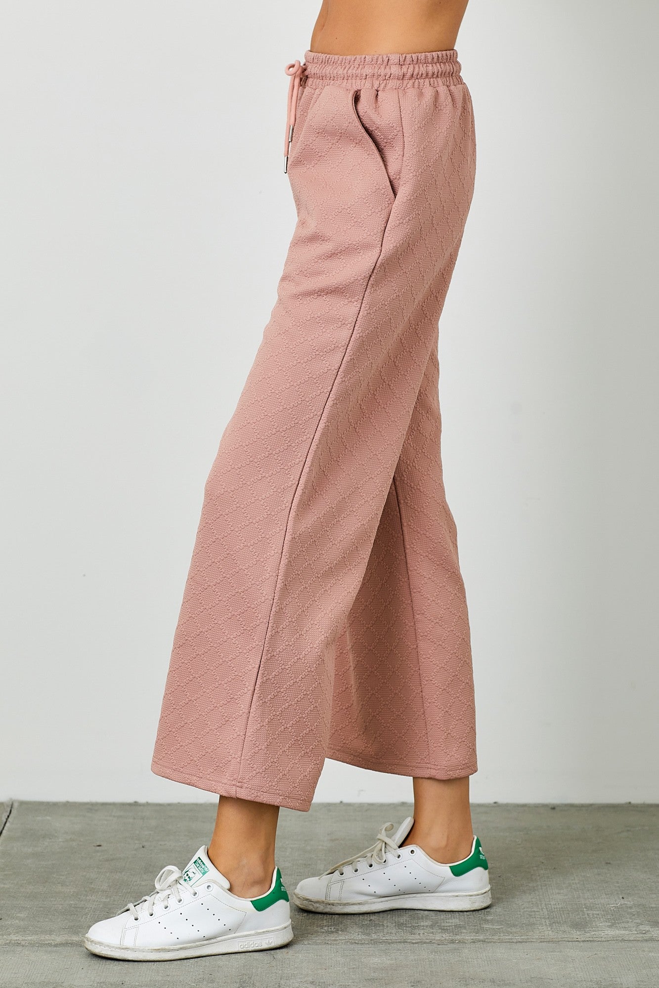 Textured Knit 2 Piece Lounge Set in Dusty Rose