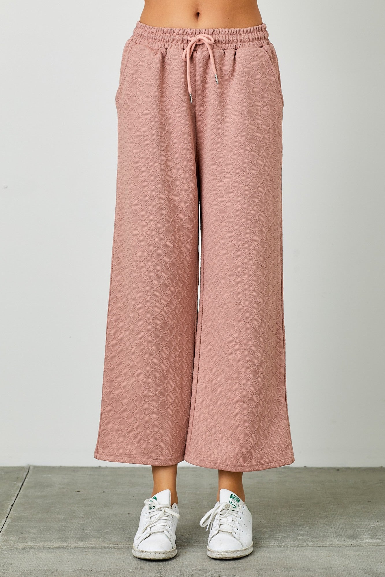 Textured Knit 2 Piece Lounge Set in Dusty Rose