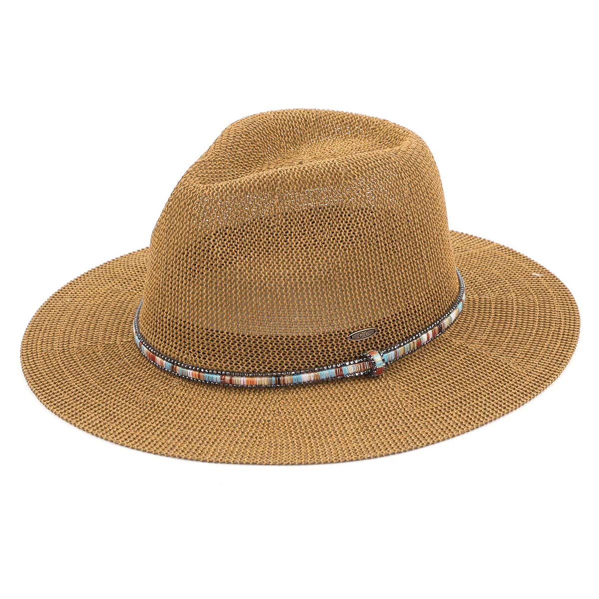 C.C. Panama Hat with Rhinestone Trim