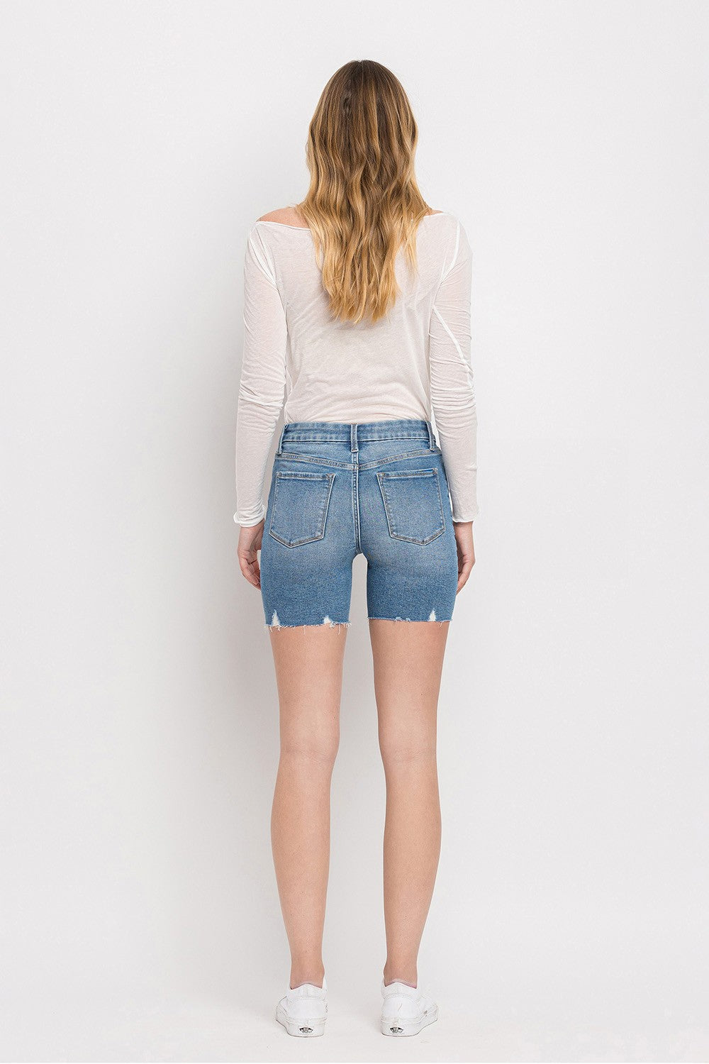 Mid Rise Denim Shorts