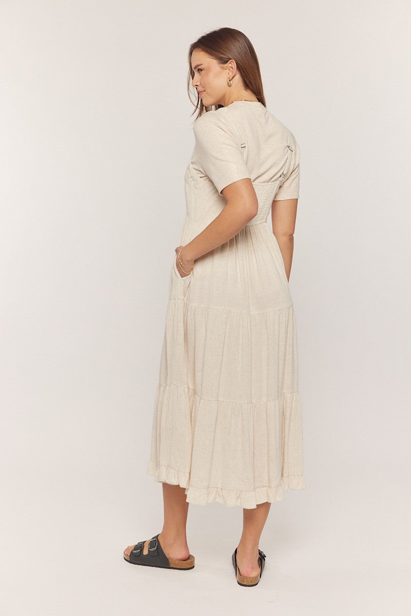 Embroidered Linen Blend Dress