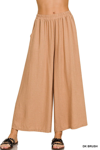 Linen Blend Wide Leg Pants