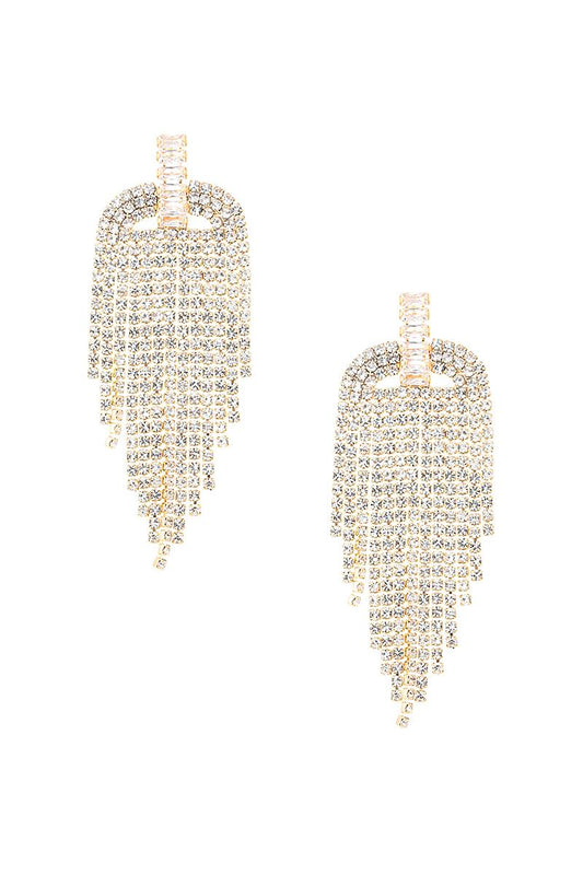 Crystal Baguette Fringe Earrings