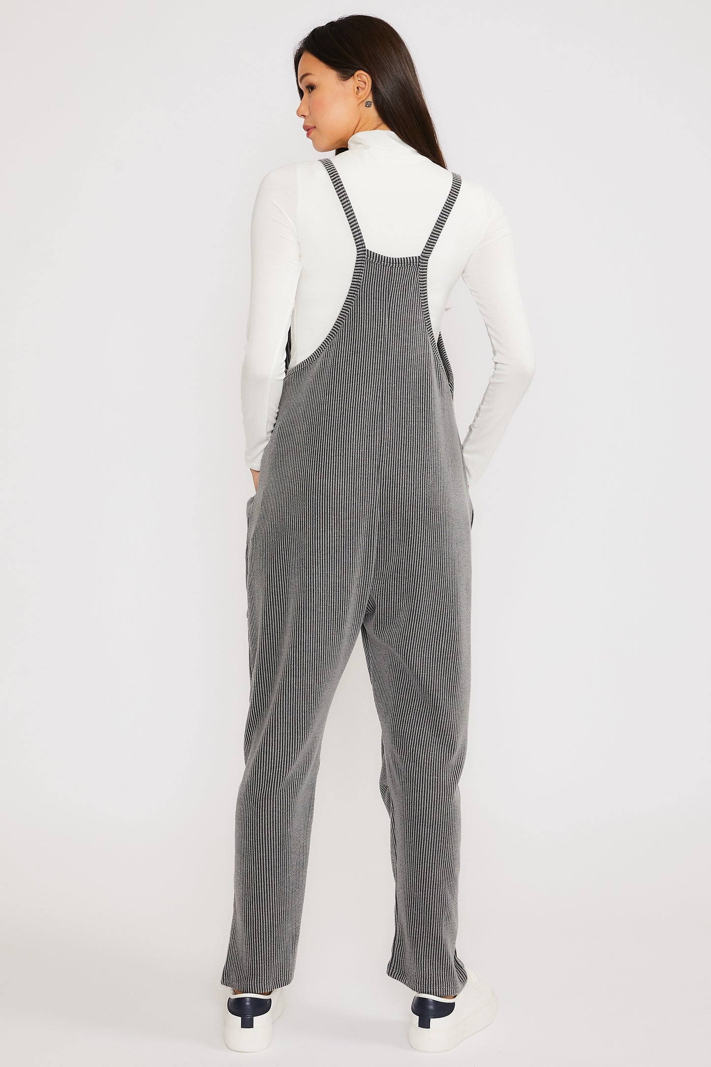 Wave Ribbed Jumpsuit in Charcoal