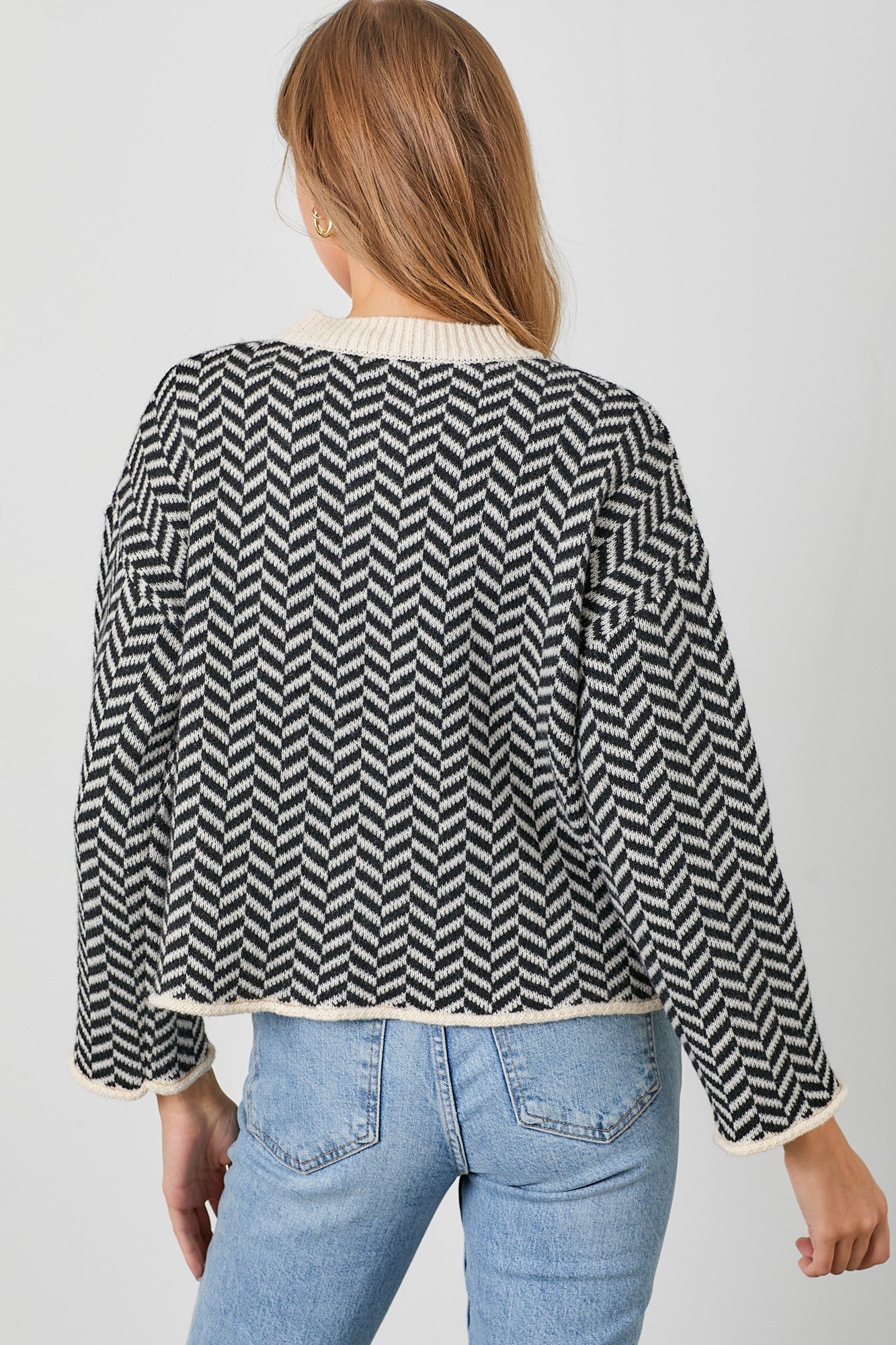 Herringbone Jacquard Knit Sweater