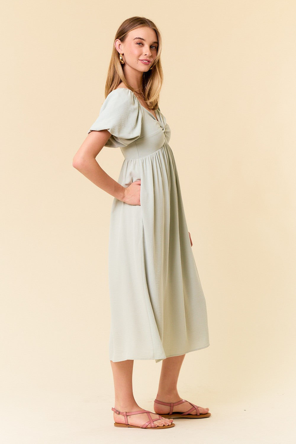 Twisted Sweetheart Dress in Sage