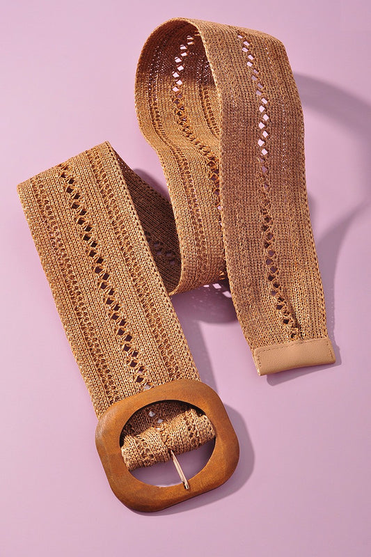 Wood Buckle Crochet Belt