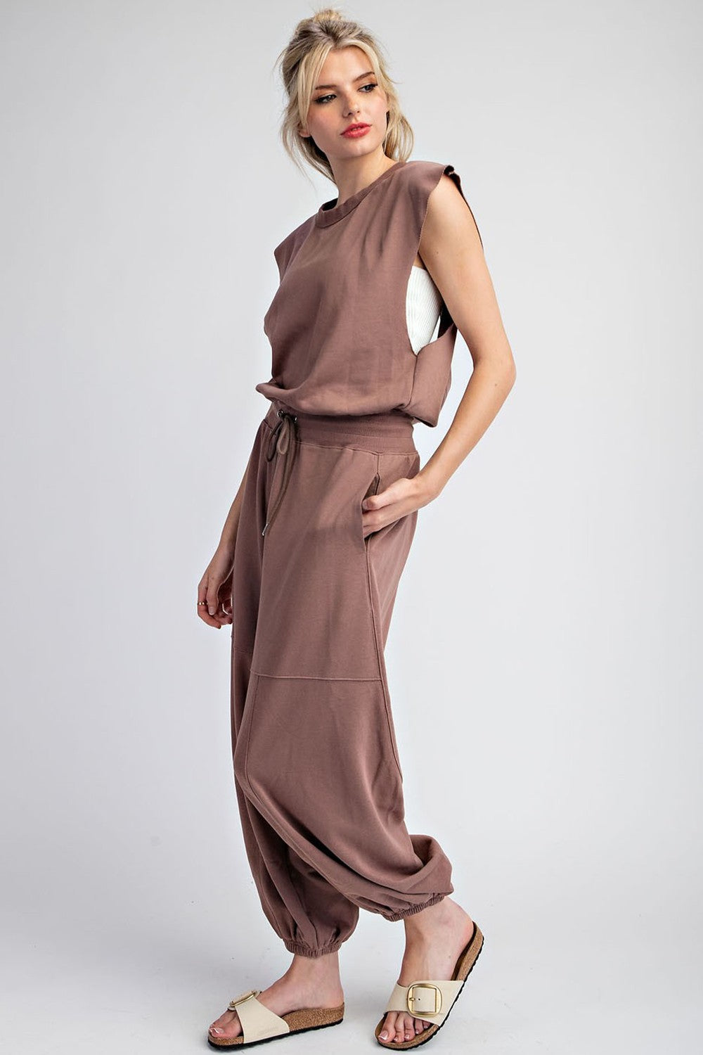 Mineral Washed Open Back Jumpsuit