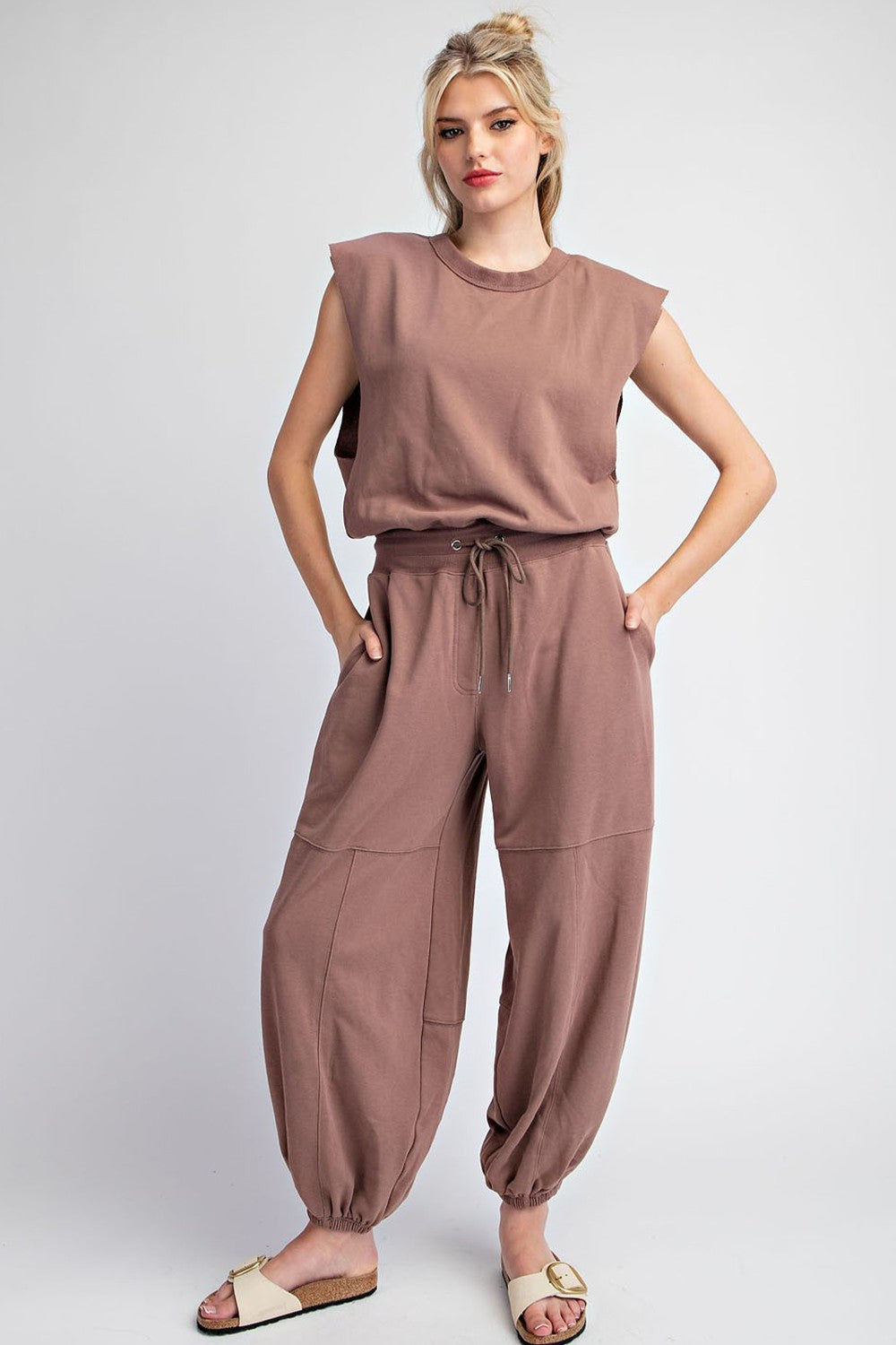 Mineral Washed Open Back Jumpsuit