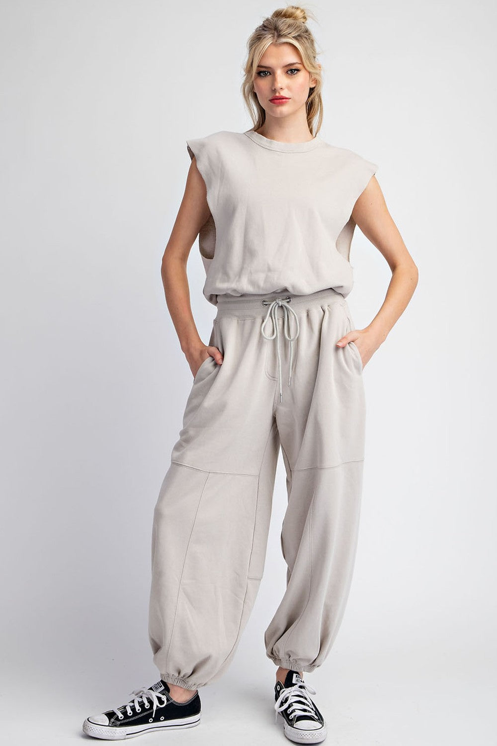 Mineral Washed Open Back Jumpsuit